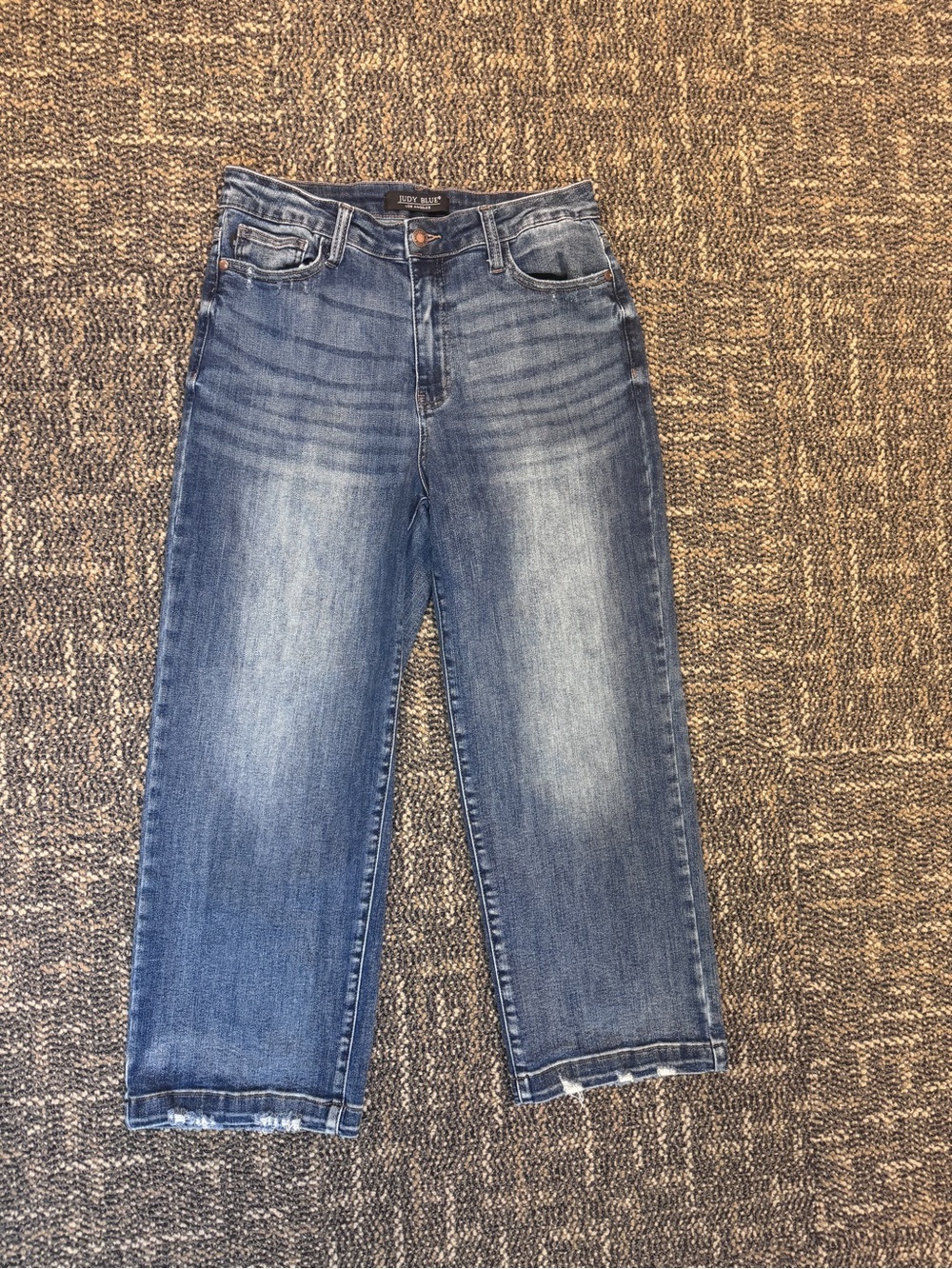 Judy Blue High Rise Crop Wide Leg Jeans Medium Wash 9